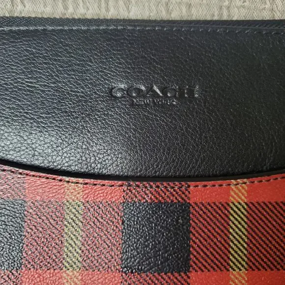 Coach Riley Plaid Red, Black And Tan Zip Around Tablet Case - Picture 2 of 11
